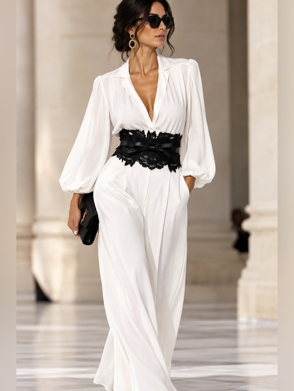 Lace & Faux Leather Belt